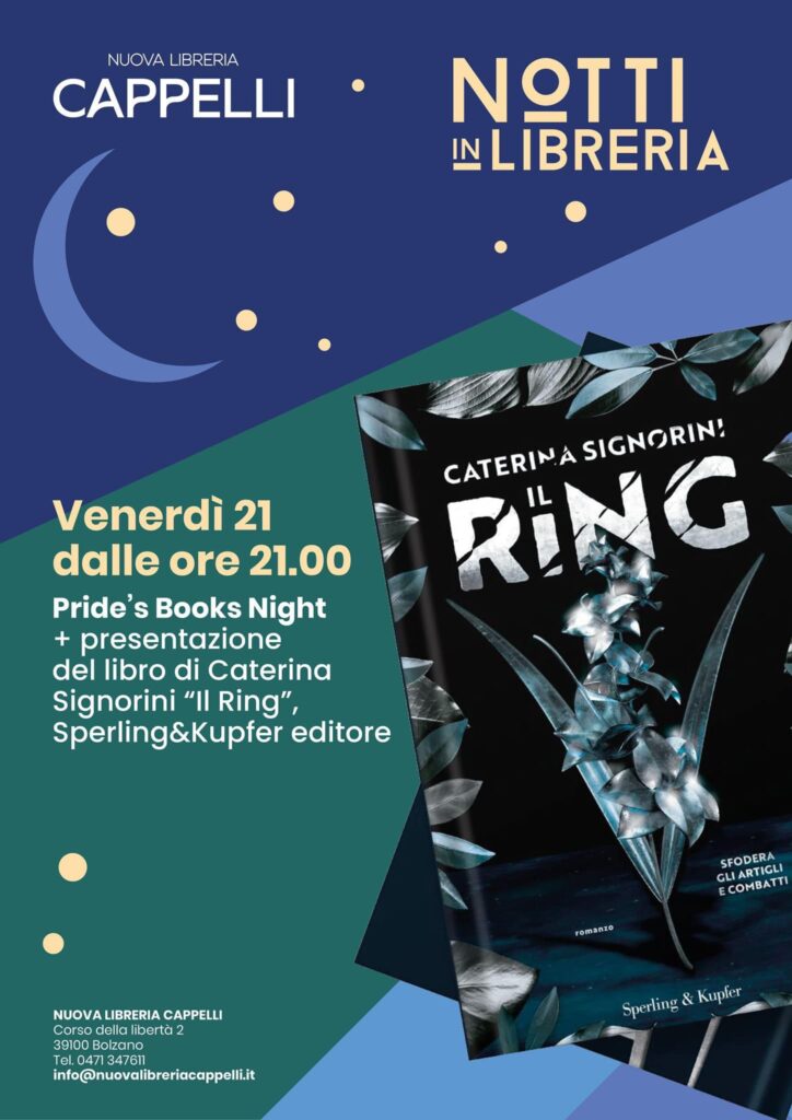 Locandina Pride's Book Night a Bolzano - 21 Luglio 2023